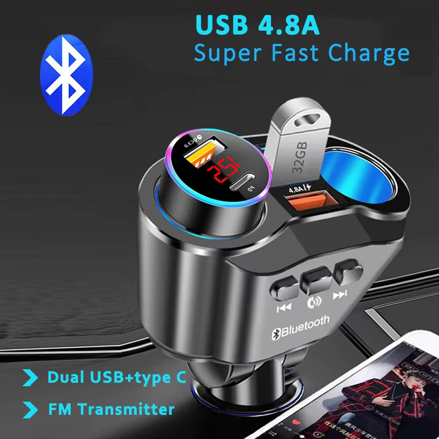 kebidumei Bluetooth FM-Transmitter Auto-Ladegerät mit Dual-USB-Aufladung und Spannungsanzeige in Schwarz - Bild 6