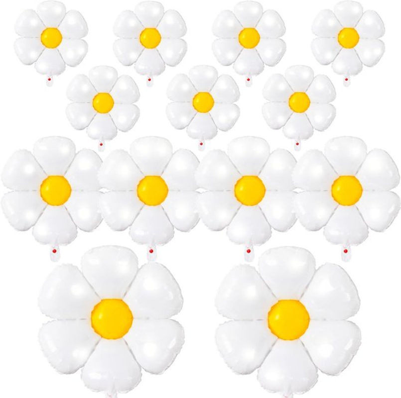 Gänseblümchen Folienballons in Weiß für deine Partydekoration bei Geburtstagen, Babypartys oder Hochzeiten - Bild 1