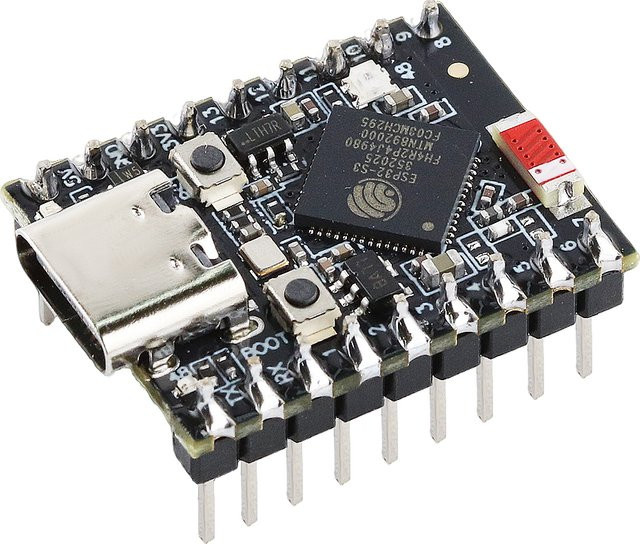 MINI ESP32-S3 Entwicklungsboard mit 2,4G WLAN und Bluetooth 5.0, 4MB Flash, 400KB SRAM, 18 Pins und USB-C Anschluss in Schwarz - Bild 1