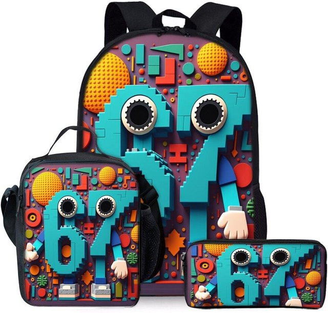 Fancy Style Studio 3er Set Schultaschen und Rucksäcke mit 3D-Druck Design in Multicolour - Bild 1