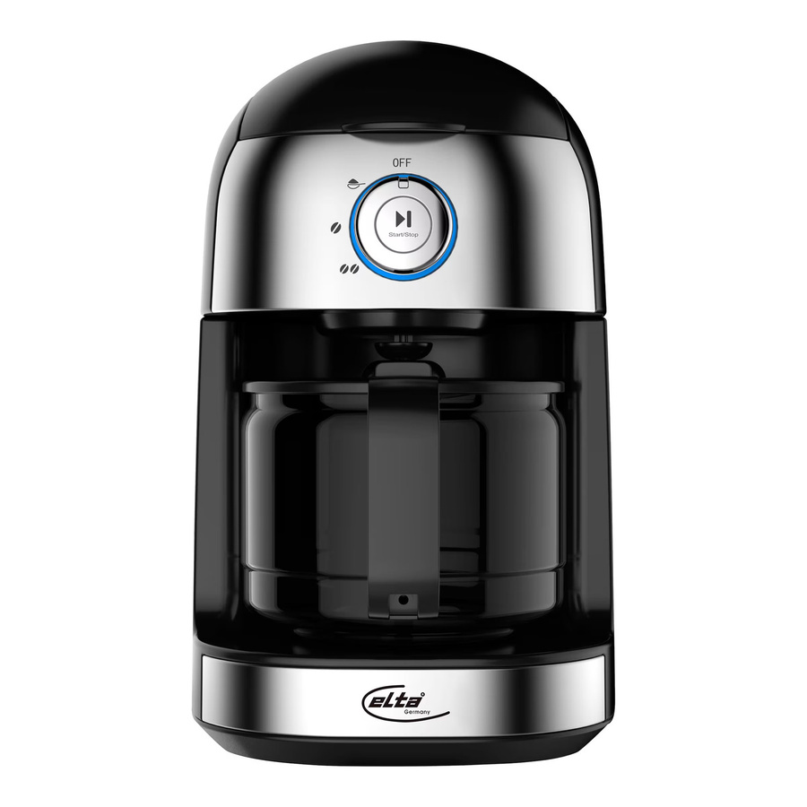 Elta Kaffeeautomat KM-500G mit Mahlwerk in Schwarz und Silber aus Edelstahl, Kunststoff und Glas, B/H/T: 24 x 27 x 17 cm - Bild 3