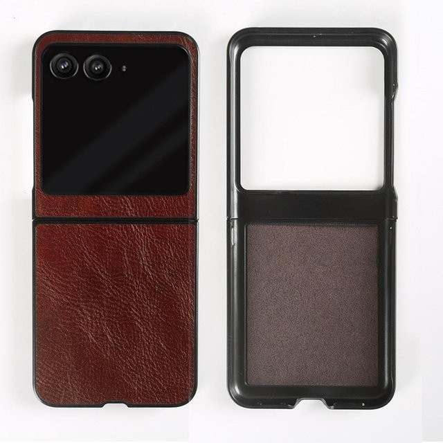 Premium Echtleder Handyhülle für Motorola Razr 50 Ultra in Braun - Bild 1