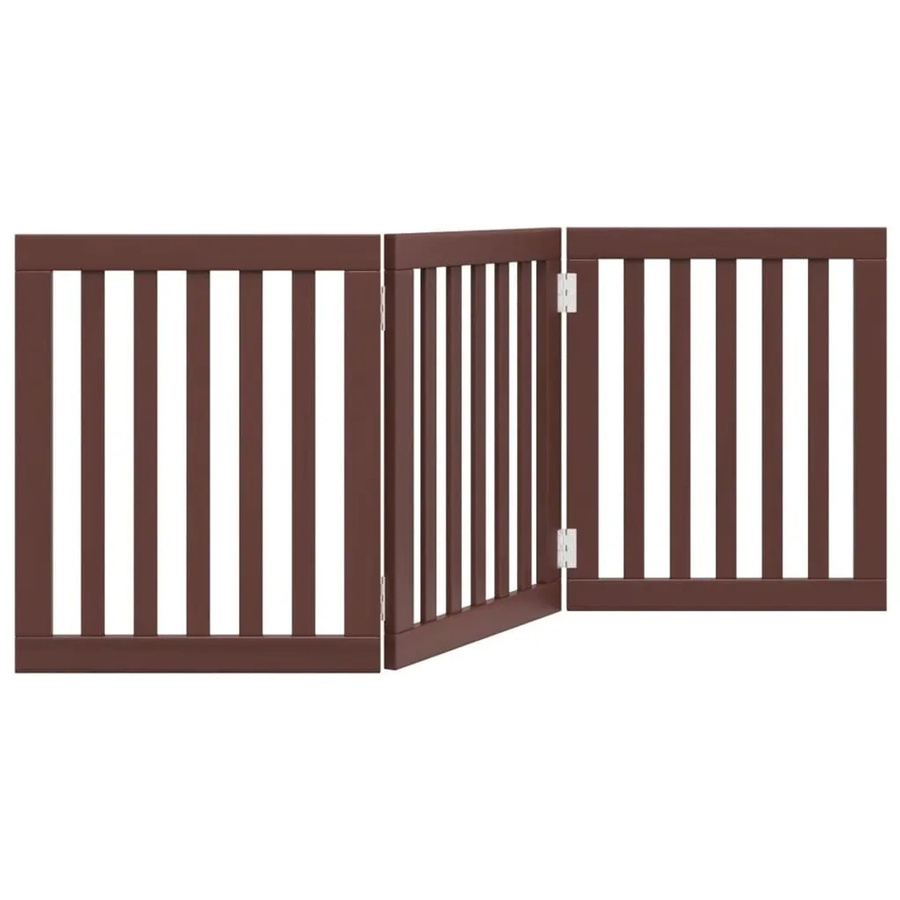 vidaXL Hundetor faltbar aus Pappelholz, 3-teilig, Braun, Breite: 150 cm - Bild 2