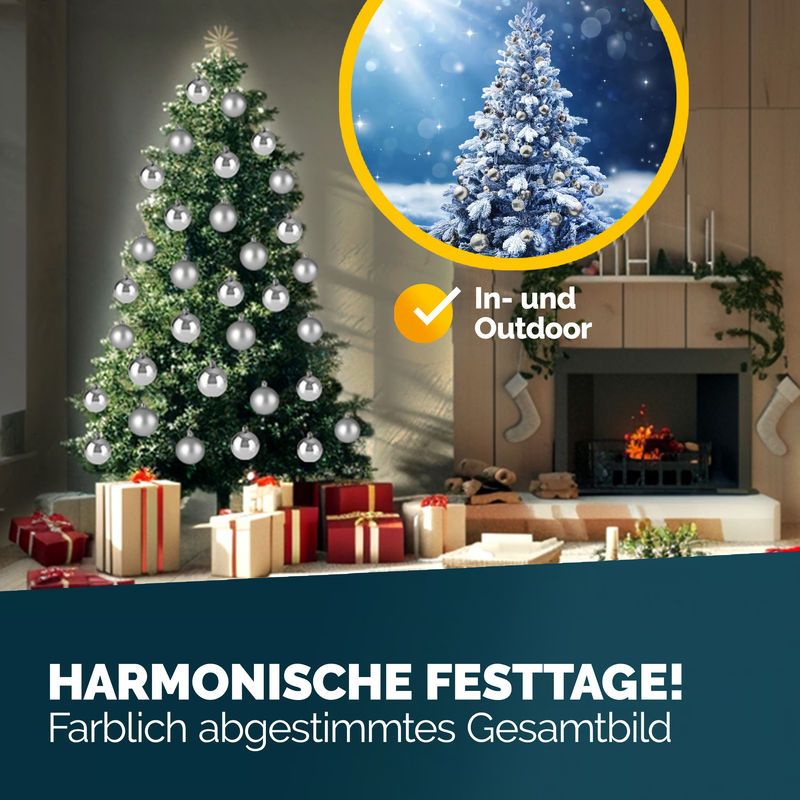 Casaria Weihnachtskugeln Silber aus Kunststoff, 54er Set als Hängeornament für deine Weihnachtsdekoration - Bild 4