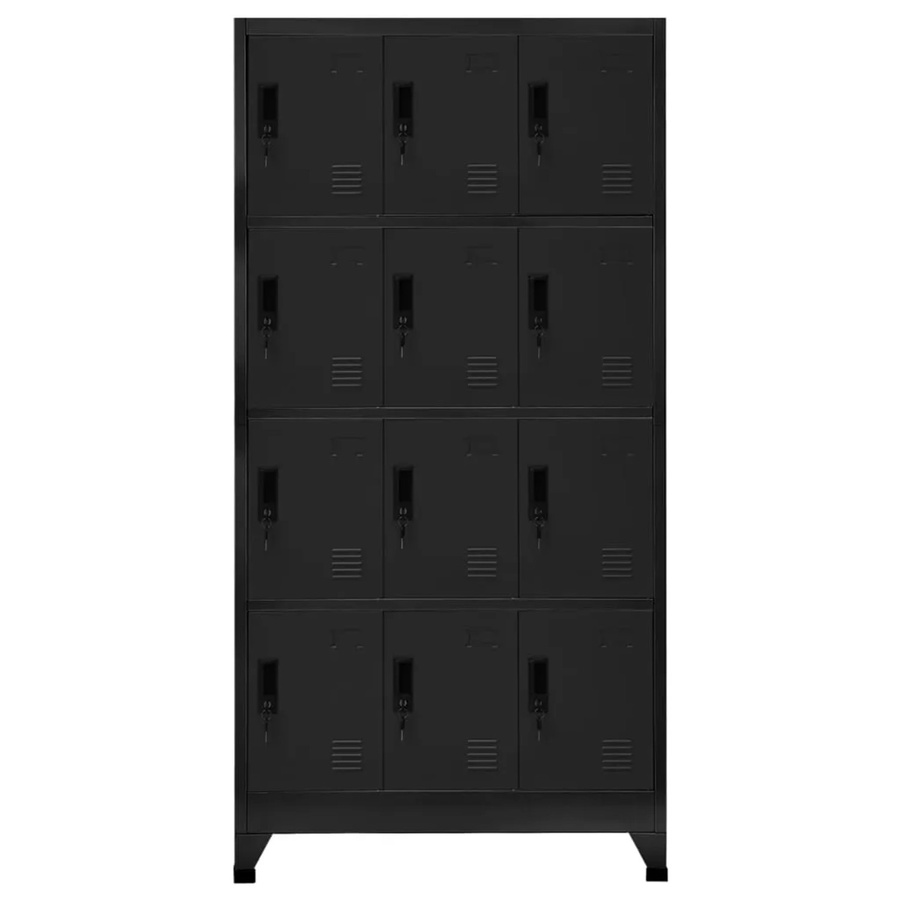 vidaXL Schließfachschrank aus Stahl in Schwarz, Modell 3, B/T/H: 90 x 45 x 180 cm - Bild 2