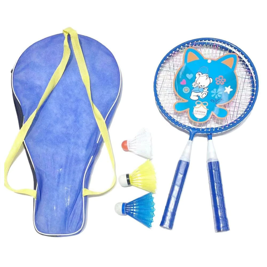 Kinder Badminton Schläger Rosa Blau, mit 3 Bällen, Anti-Rutsch - Bild 1