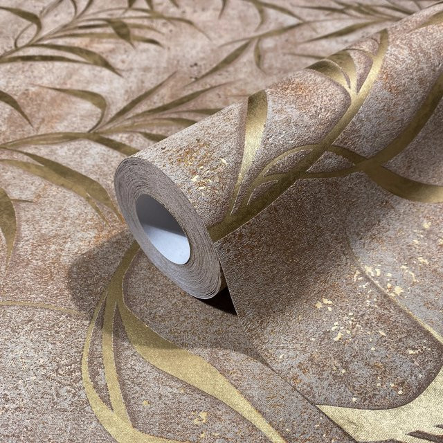Marburg Vliestapete Floral mit Blättern in Betonoptik, Farbe: Braun Gold - Bild 1