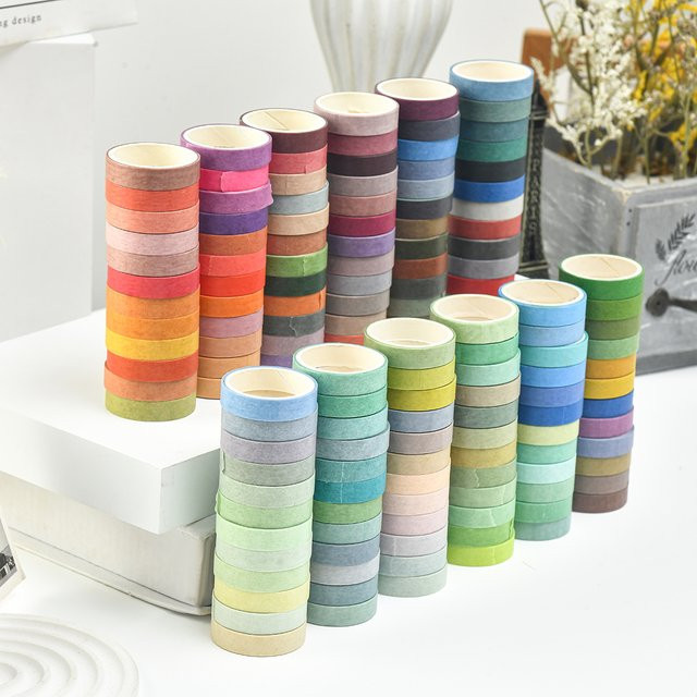48 Rollen Washi Tape Set in Pastell-Makronenfarben für Scrapbooking und Tagebuchgestaltung, Mehrfarbig - Bild 1