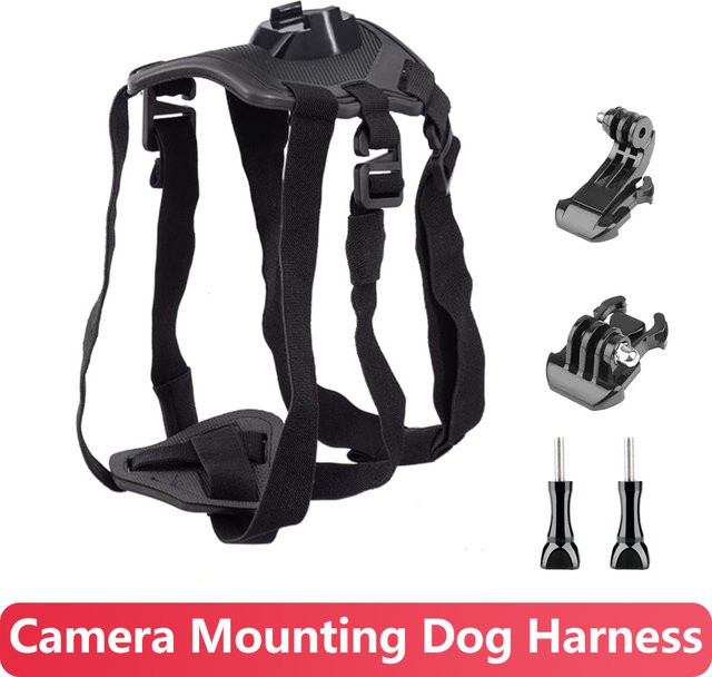 Verstellbares Hundegeschirr in Schwarz als weiche Weste zur Brustgurt-Montage für GoPro, SJCAM, AKASO und DJI Kameras - Bild 1