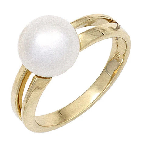 Colfem Ring 585 Gelbgold, Süßwasser Perle, Damen, Größe 54 - Bild 1