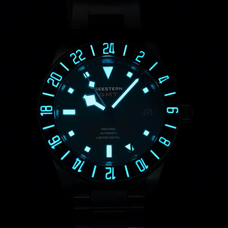 SEESTERN Armbanduhr Titan, Automatik, GMT, Saphirglas, Schwarz, Herren - Bild 4
