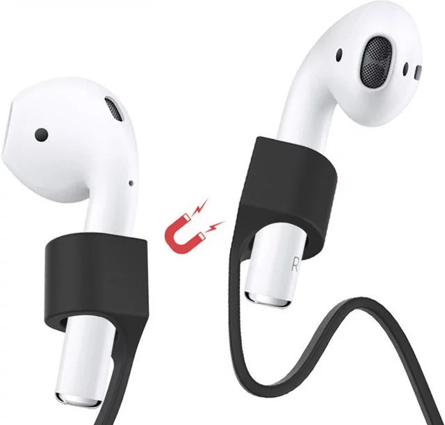 DIXSG Silikon-Kopfhörerkabel Halterung in Schwarz für AirPods 1, 2, 3 und Pro sowie Bluetooth-Headsets - Bild 1