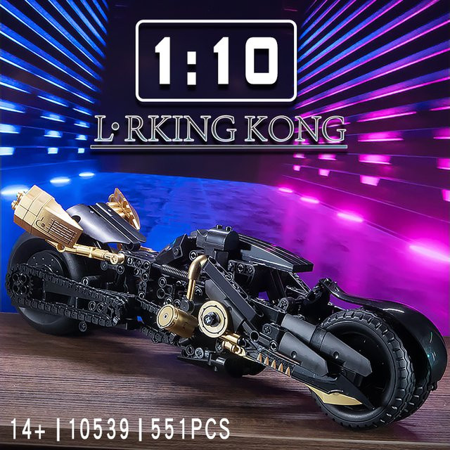 JAKI Cyberpunk Mini Motorrad Baustein Set 1:8 Schwarz Sci-Fi Spielzeugmodell für Bastler ab 14 Jahren - Bild 1