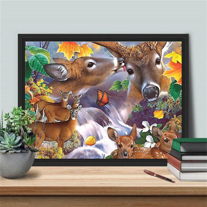 FIYO Diamond Painting Set Hirsch Motiv 5D Mozaik Bild mit Strass Dekoration, Mehrfarbig, B/H: 20 x 30 cm - Bild 2