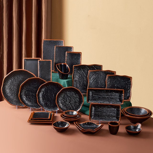 JINGDE CERAMICS Melamin-Essteller in Schwarz für die professionelle Gastronomie - Bild 1