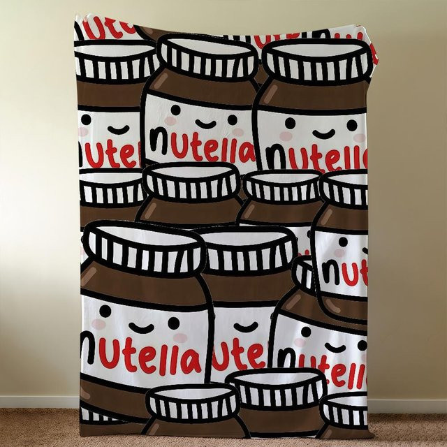YglEleven Luxusdecke N-NutellaS-ES Logo Überwurf aus Plüsch, Mehrfarbig, B: 75 cm, H: 90 cm - Bild 1