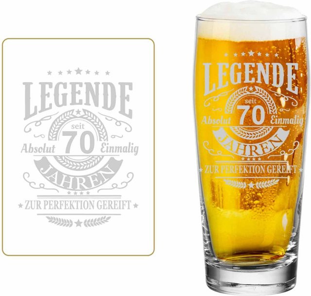 LUXENTU Willi Becher Bierglas mit Gravur Legende seit 70 Jahren, transparent, 0,5 l - Bild 1