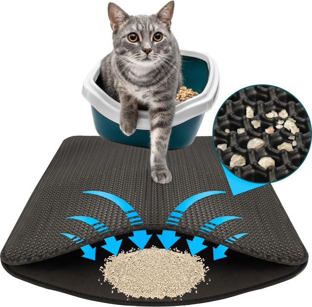 Floordirekt Katzenstreumatte Charly mit Bienenwaben-Design, wasserdicht und rutschfest, B/B/H: 61,0 x 38,0 x 38,0 cm, Anthrazit/Grau/Braun/Schwarz - Bild 1