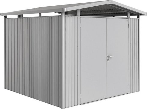 Biohort Gerätehaus Panorama aus Metall in Silber Metallic mit Satteldach und Doppeltür, B/H/T: 257 x 227 x 257 cm - Bild 2