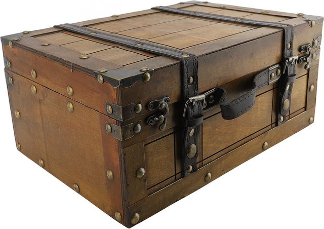 TOPINCN Retro-Koffer aus synthetischem Holz in Braun als dekorative Aufbewahrungsbox im Vintage-Stil, B/T/H: 34,29 x 24,13 x 15,29 cm - Bild 1
