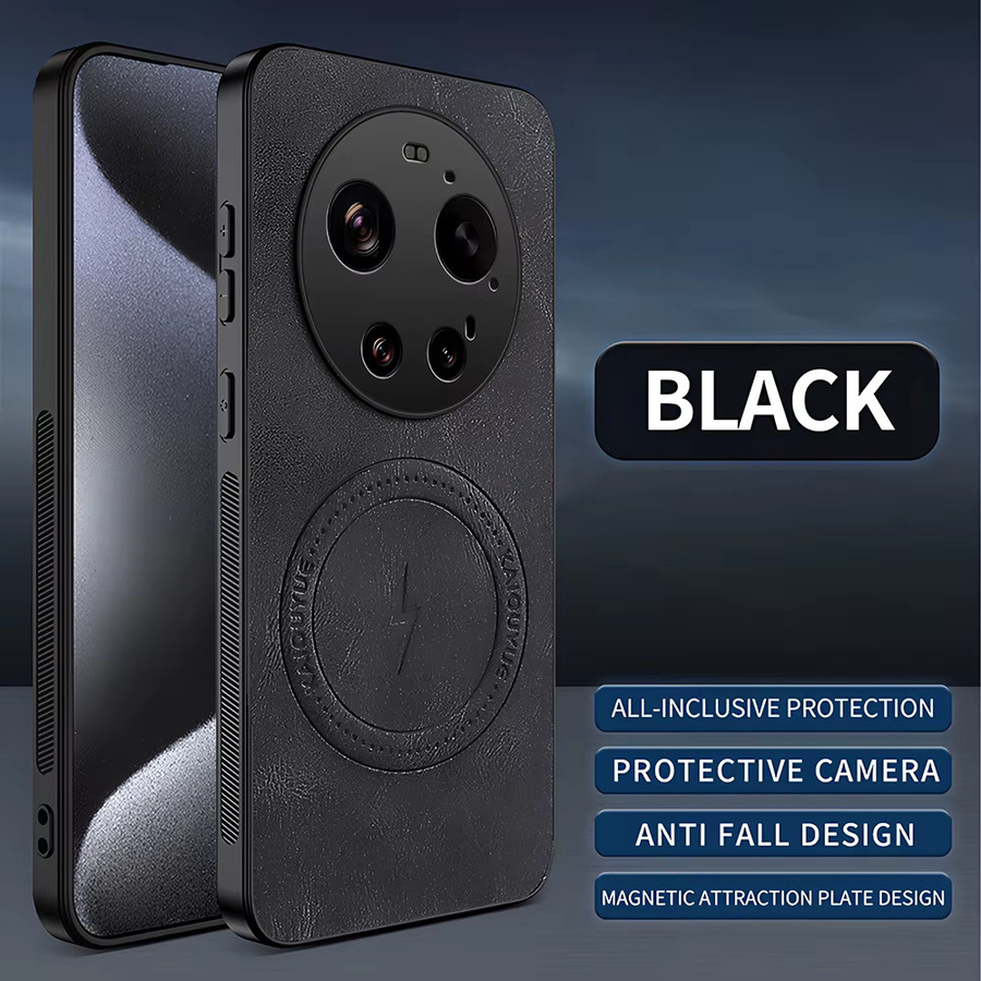 Caynes Magnetische Leder Handyhülle mit kabelloser Ladefunktion für Xiaomi Poco F8 Pro F8 Ultra X7 Pro F7 Ultra M7 4G in Schwarz - Bild 2