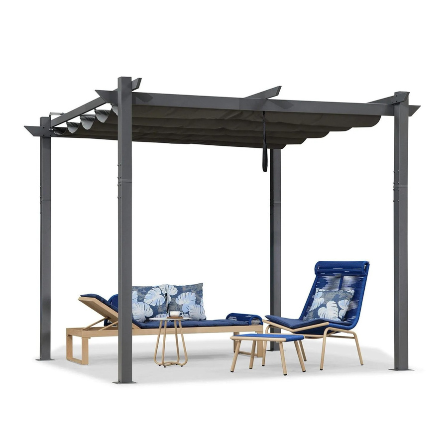 Purple Leaf Pergola Pavillon aus Aluminium mit Schiebedach in Grau, B/T/H: 300 x 300 x 300 cm - Bild 2