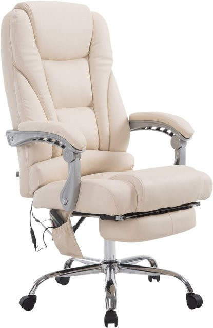 TPFLiving Bürostuhl Pacira in Beige aus Kunstleder mit Massagefunktion, Armlehnen und Rollen, H x B x T: 118 x 64 x 68 cm - Bild 1