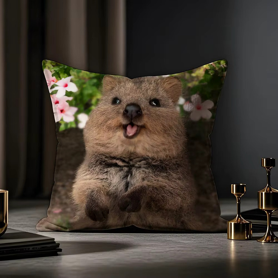 Plüsch Kissenbezug Anime Rock Hyrax Tier Design in Schwarz, B/B: 30 x 30 cm - Bild 5