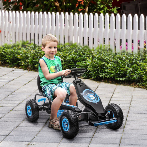 HOMCOM Gokart Kinderfahrzeug mit verstellbarem Sitz blau schwarz ab 5 Jahren - Bild 6