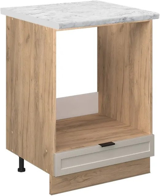 Vicco Herdumbauschrank Fame-Line in GrauBeige mit Marmor-Optik und Eiche Korpus, Breite: 60 cm, Höhe: 82 cm, Tiefe: 60 cm - Bild 1
