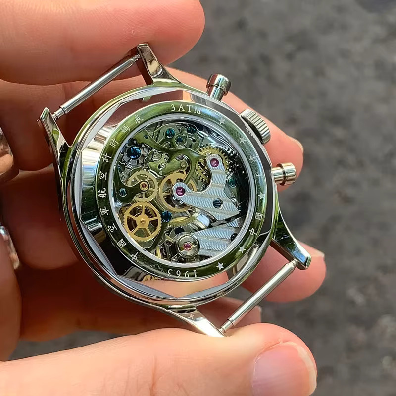 Seagull Chronograph, Handaufzug, Edelstahl, Silber, Herren - Bild 4