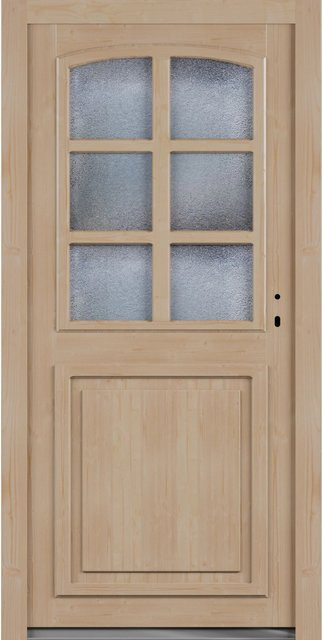 Roro Nebeneingangstür OHE 1006 Fichte mit Glaseinsatz, Farbe Beige/Braun, B: 98 cm, H: 198 cm, DIN Rechts - Bild 1