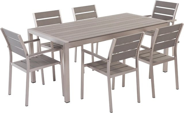 Beliani Gartentisch Set VERNIO in Grau und Silber, B/T/H: 180 x 90 x 76 cm - Bild 1