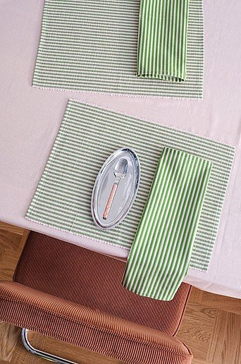 FRIDOLIN Tischset mit Servietten Set, gestreift, grün, Baumwolle, B/T: 45 x 35 cm - Bild 1