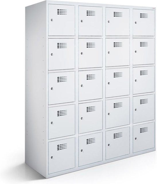 rotstahl Fächerschrank mit 20 Fächern und Scharniertüren in Hellgrau, B/T/H: 120 x 50 x 180 cm - Bild 1