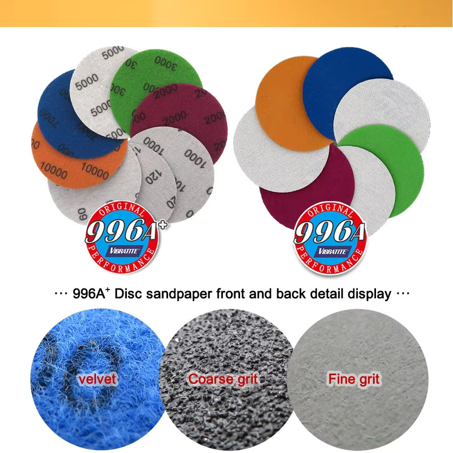 Vibratite Nass-Trocken-Schleifpapier mit Klettverschluss aus Siliziumkarbid, Durchmesser: 7,5 cm, Körnung 320-10000 - Bild 5