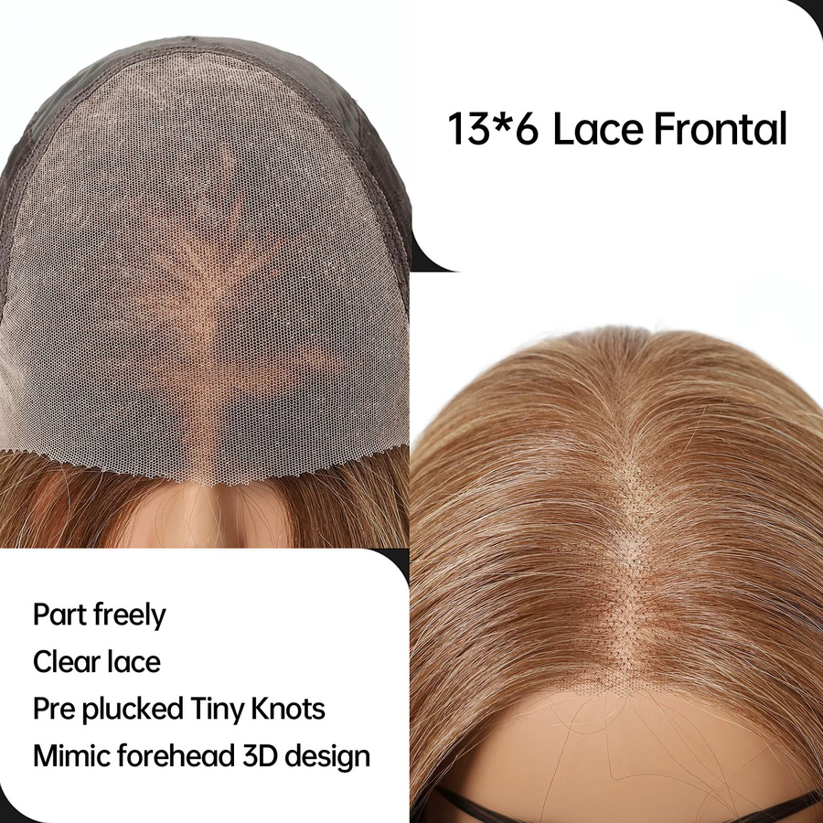 HAIRCUBE Lace-Front Perücke, honigbraun, lang, gerade, geschichtet, Damen - Bild 3