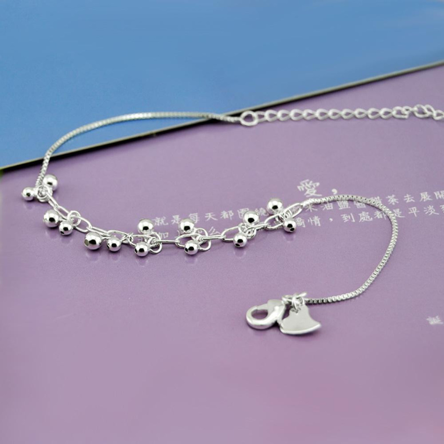 Fußkettchen 925 Silber, Perlen-Anhänger, Damen, 27 cm - Bild 3