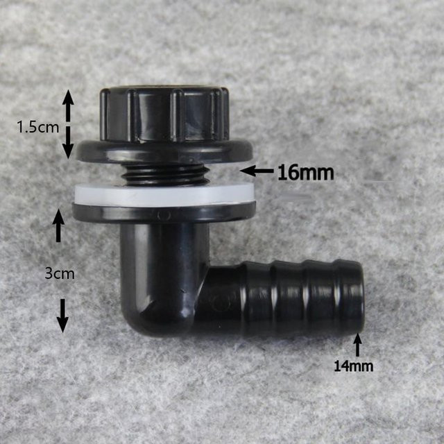 Elbow-Anschluss aus Kunststoff für Wassertank-Auslass und Bewässerungsausrüstung, Schwarz, 3-Punkt-Ablaufadapter - Bild 1
