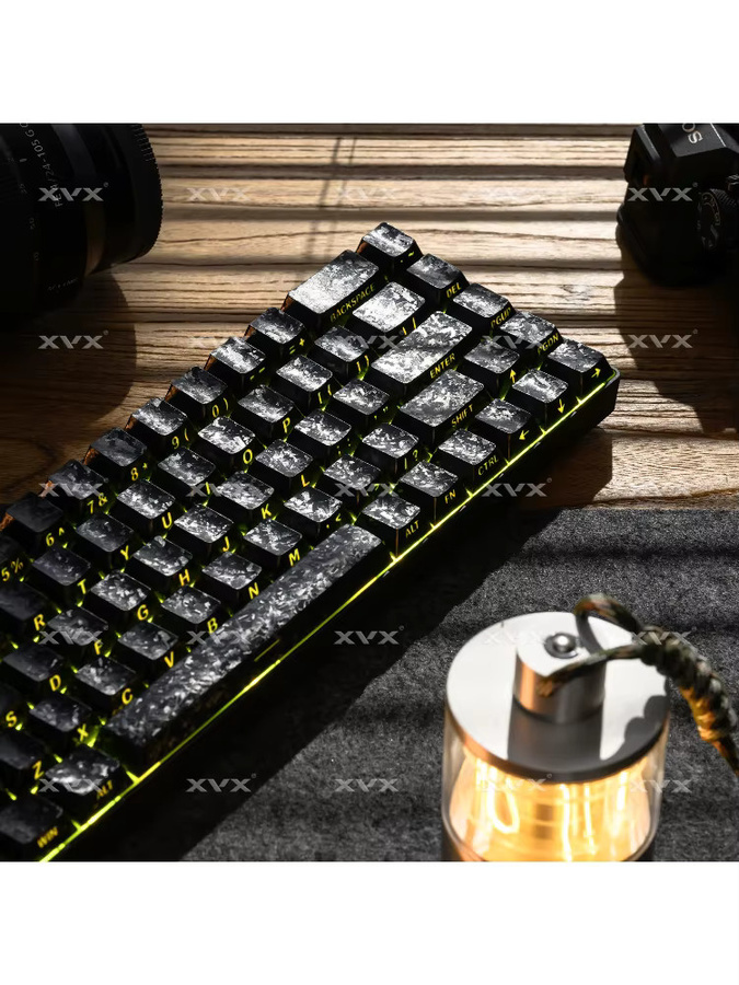 XVX Tastenkappen in Schwarz, geschmiedetes Carbon Matte PBT im Cherry-Profil mit Seitendruck für 61/68/87/100 Tastaturen - Bild 4