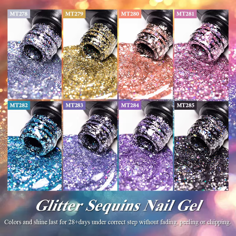 Mtssii Gel Nagellack, Rosa Lila, Glitter Pailletten, 7 ml - Bild 5