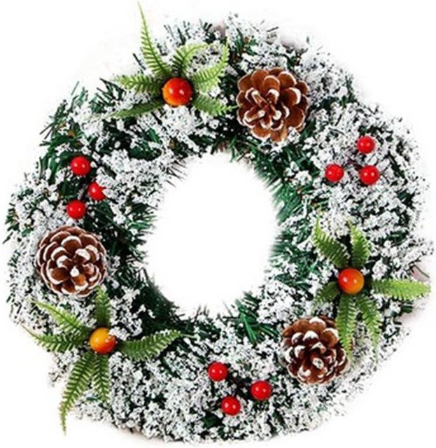 TOMTOP JMS Künstlicher Weihnachtskranz in Grau, Schwarz und Grün, Durchmesser: 30 cm - Bild 1