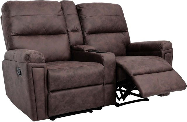 MCW 2er Kinosessel K17 Relaxsessel aus Stoff in Braun mit Getränkehalter und Nosagfederung (B/T/H: 157 x 90 x 102 cm) - Bild 1