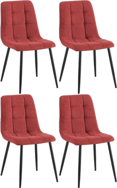 4er Set Esszimmerstühle DELUKE FIGAD in Bordeauxrot mit Cord-Bezug und Steppmuster, B/T/H: 45 x 55 x 84 cm - Bild 1