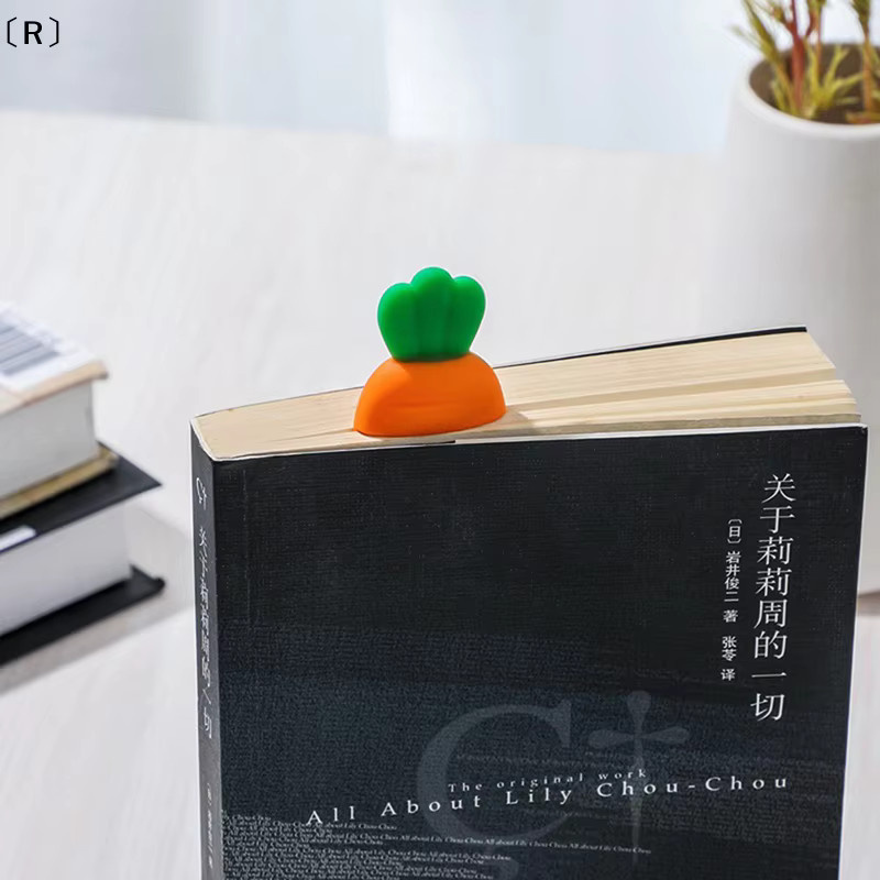 Kawaii Karotten-Lesezeichen aus Silikon in Orange für Schule und Büro - Bild 3