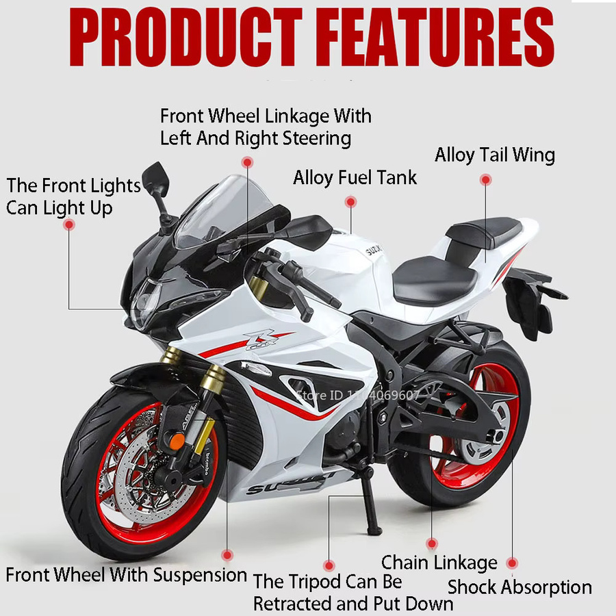 MAKEDA Suzuki GSX-1000R Hayabusa Motorrad, Modell, 1:9, Metall, Blau - Bild 2