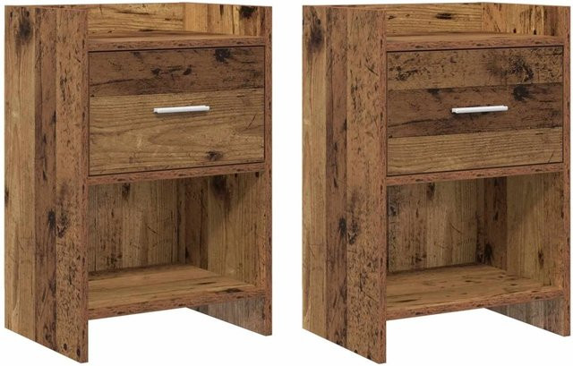 vidaXL Nachttische 2er Set aus Altholz in Braun, B/T/H: 40 x 30 x 60 cm - Bild 1