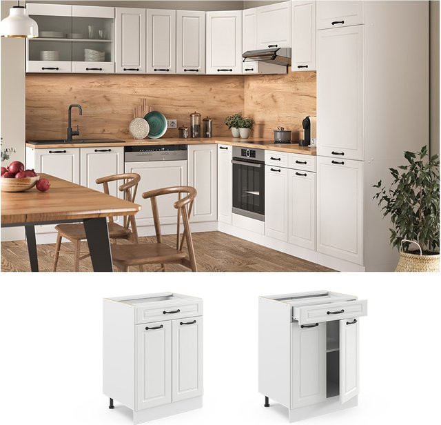 Vicco Küchenunterschrank R-Line in Weiß im Landhausstil mit Schublade, Breite: 60 cm - Bild 1