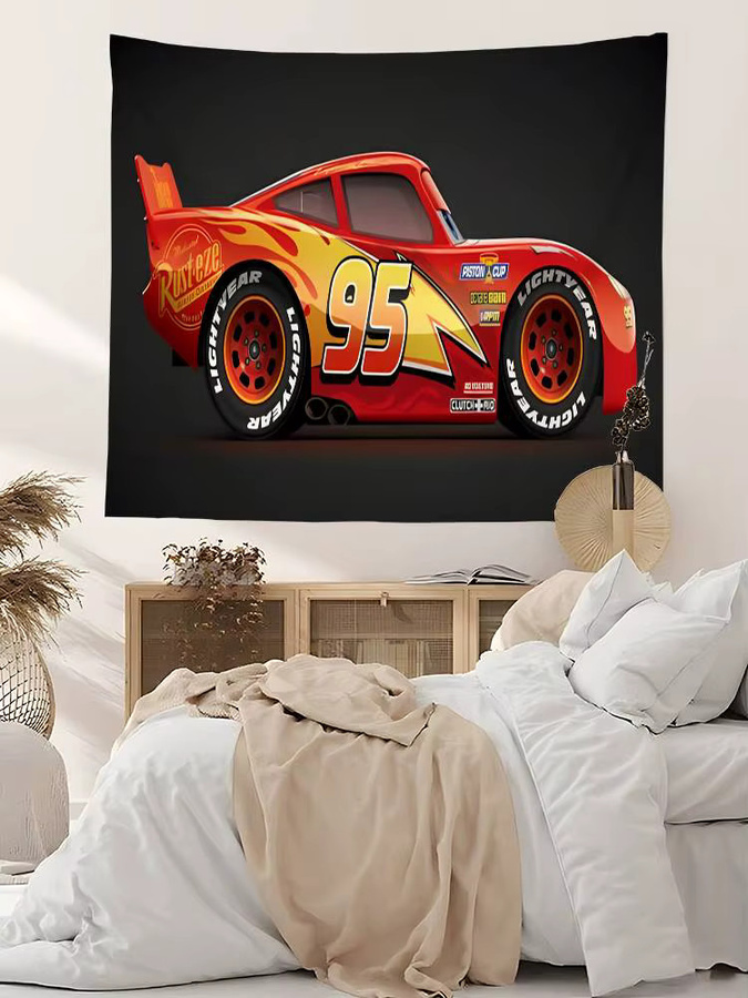 Beast Kingdom Cars Wandteppich mit Lightning McQueen und Tow Mater als Wandbehang für Kinderzimmer und Wohnzimmer - Bild 7