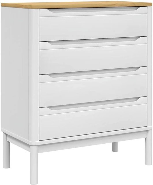 vidaXL Kommode FLORO aus Massivholz Kiefer in Weiß, rustikales Design - Bild 1